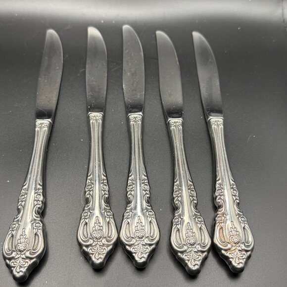Oneida Brahms  5 modern hollow knives stainless flatware 9 1/8 inches - Picture 2 of 5
